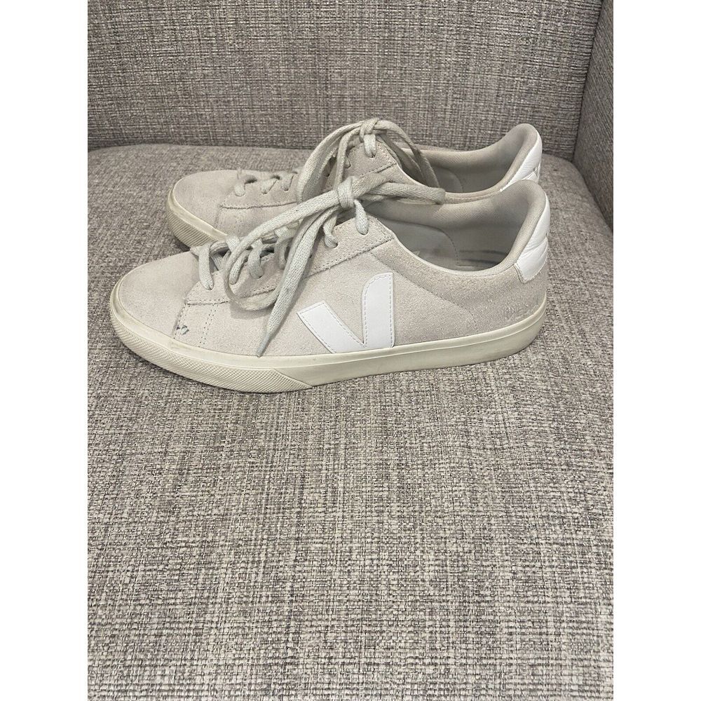 VEJA Campo Suede Shoes Men's Light Gray White Sneakers Size 8.5 (No Soles)